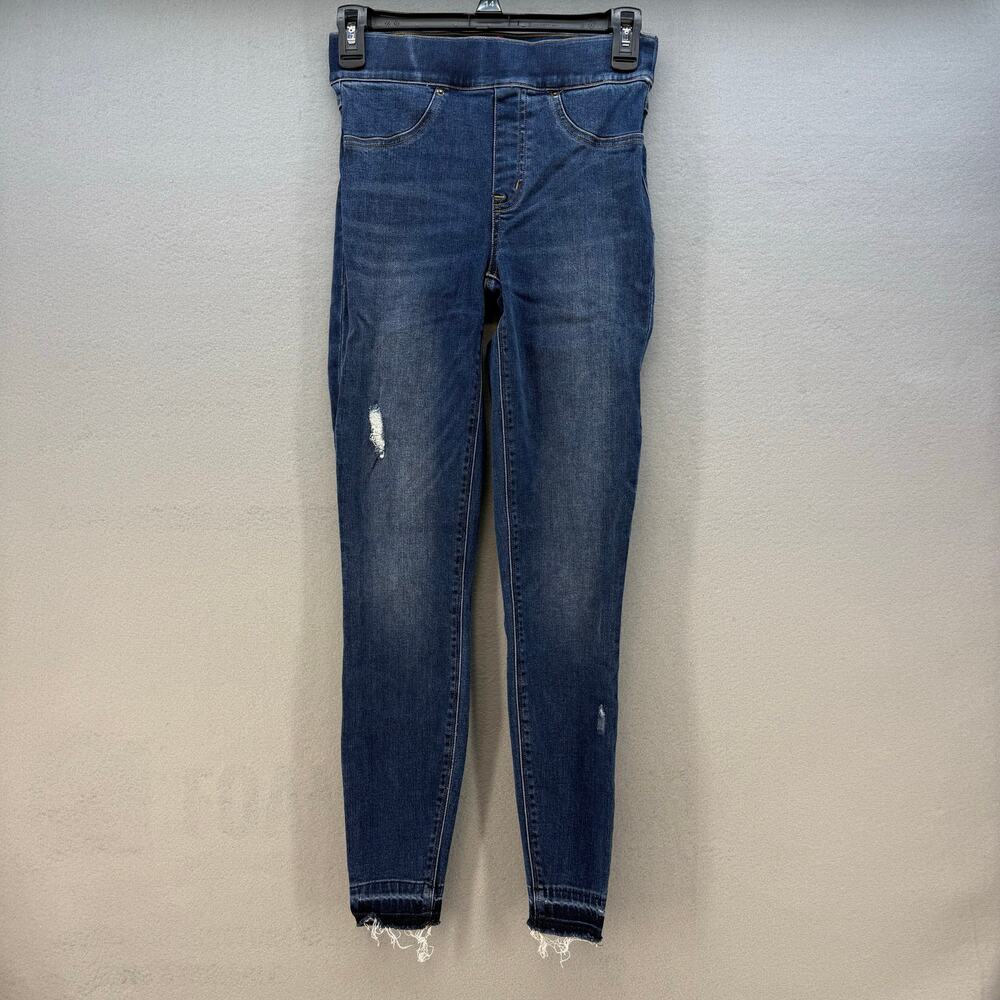 Spanx Jeans Women's XS-TP Blue Skinny High Rise Fit Distressing Preppy Normcore